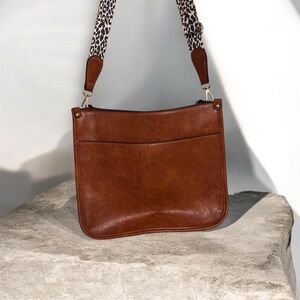 Brown Vegan Leather Shoulder Bag
